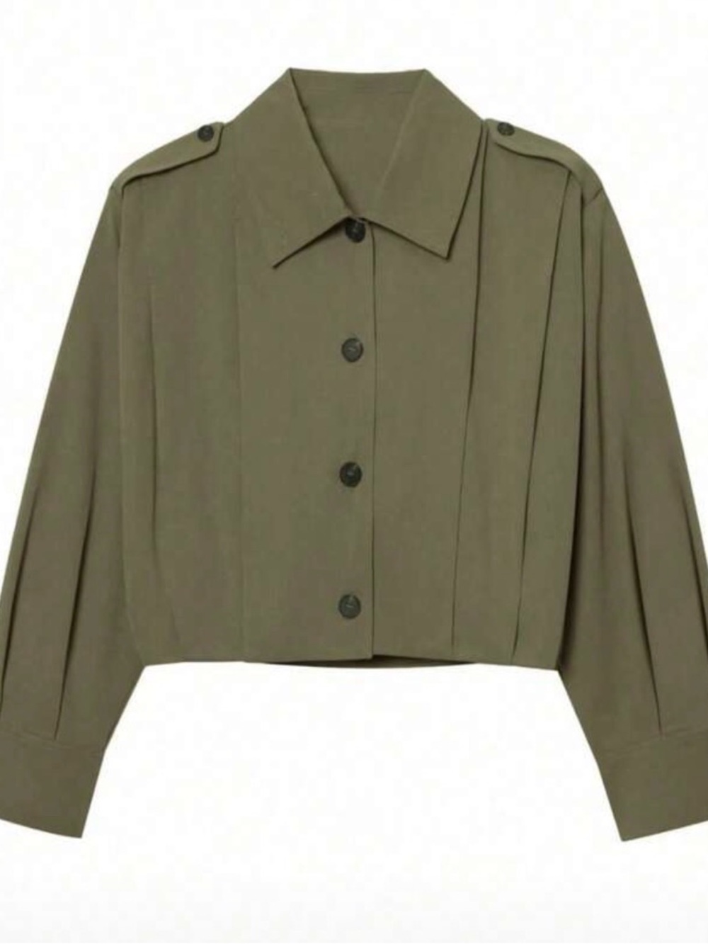 NWOT SHEIN Olive Green Cropped Button Front Jacket